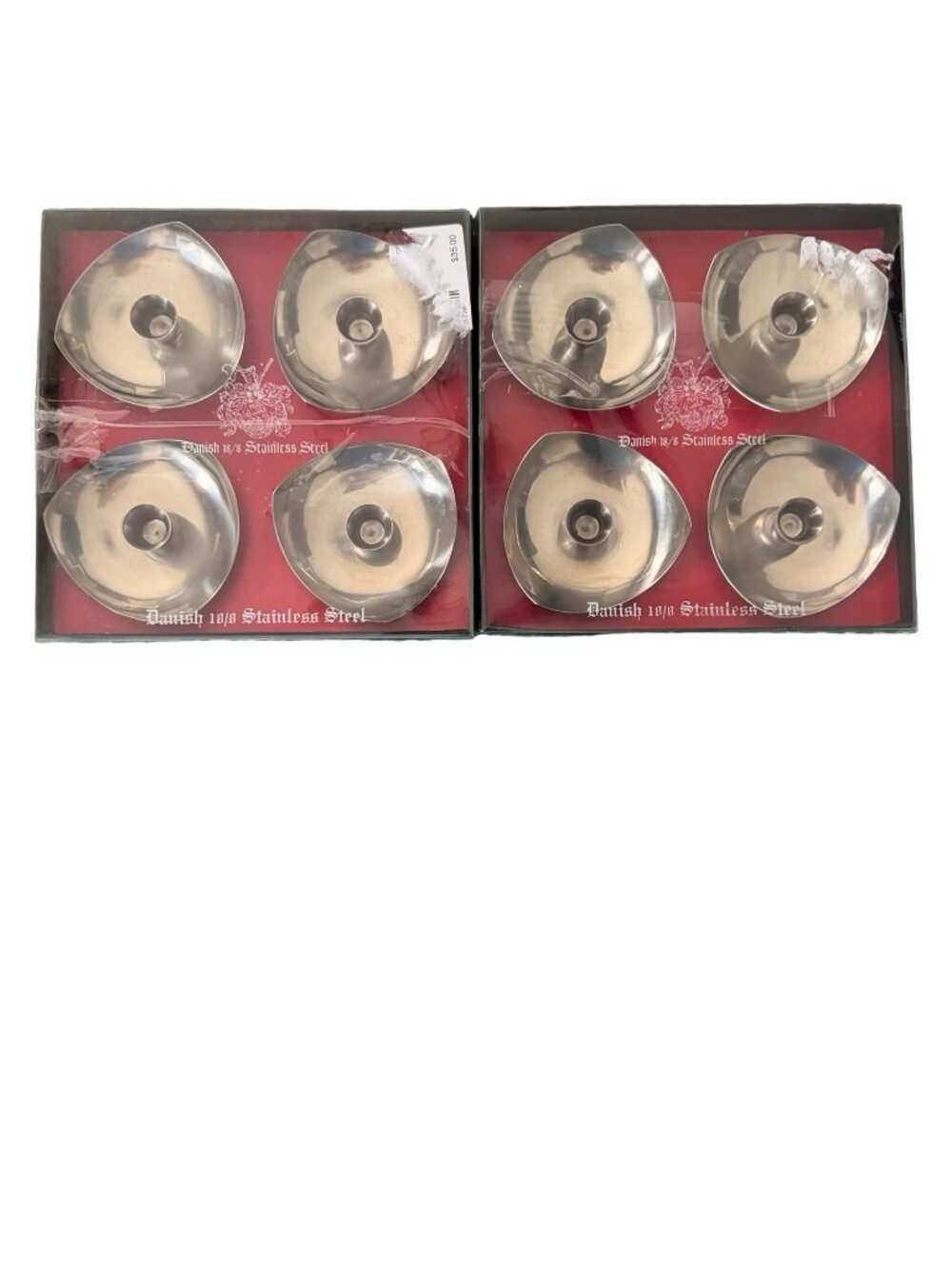 Vintage Danish 18/8 Stainless Steel Candle Holders MCM 2 Box Sets 8 Total